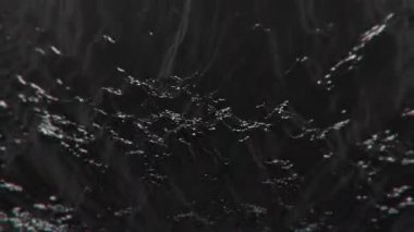 Koyu su akışkan yüzeyinin 3 boyutlu canlandırması. Sakin bir okyanus dalgası. Hipnotize edici ve rahatlatıcı karanlık deniz..