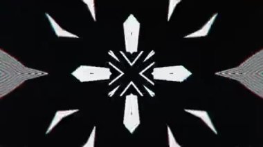 Geometrik çizgiler hipnotik monokromatik kaleydoskop. Dinamik optik sanat animasyon arkaplanı.