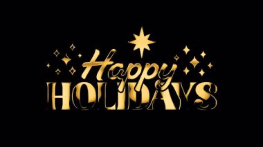 Alfa arkaplanlı Mutlu Tatil Altın Metin Canlandırması.