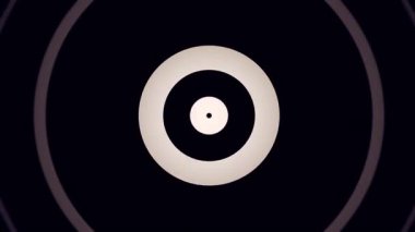 Siyah arka planda büyüyen eş merkezli beyaz dairelerin optik sanat monokromatik 4k animasyonu. Kusursuz döngü.