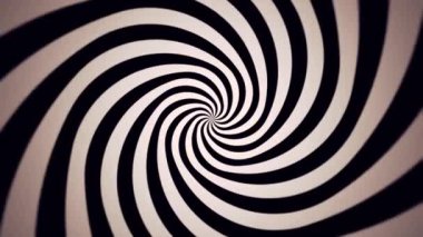 Psikedelik beyaz çizgilerin optik sanat 4k hareketi grafiği siyah arkaplan üzerinde kıvrılıyor. Kusursuz döngü.