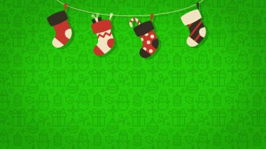 Animasyon Mutlu Yıllar ve Noel Şablonu Tasarımı Yılbaşı Çorap Dekorasyonları. Motion Noel Elementleri Hareketli Duvar Kağıdı Posteri düzenleme kart şablonu tasarımı.