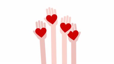 Alfa kanalının arka planında el sallayan bir kalp. Aşk kavramı, Sevgililer Günü, dostluk, yardım, gönüllü, bağış, nezaket, dayanışma, paylaşım, dua, şükran, sağlık.