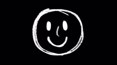 Elle çizilmiş Mutlu bir yüzün Emoji animasyonu videolarınıza duygu katmak için. Çerçeve fırça darbesi animasyonuyla hafifçe gülümseyen karikatür yüzü. Doodle simgesi, oynat sticker pürüzlü boya kalemi.