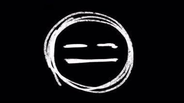 Videolarınıza duygu katmak için İfadesiz bir yüzün Emoji animasyonunu elle çizdim. Tarafsız İfade Yok çizgi filmi kare kare fırça darbesi animasyonu. Doodle simgesi, kıvırma etiketi.