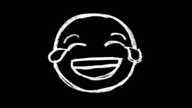 Videolarınıza duygu katmak için bir Neşe Gözyaşlarının Emoji animasyonunu elle çizdim. Gülen karikatür suratlı karikatür kare kare fırça darbesi animasyonu. Doodle simgesi, kaba çıkartmayı oynat.