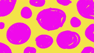 Grunge kalem karalama dairelerinin animasyonu. Polka desenleri farklı renklerde. Düşük çerçeve etkisi. Kusursuz döngü.