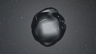 Krom Organik Küre çarpıtma dalgaları bir yıldız alanında deforme oluyor. Soyut fütüristik geçmiş. Bilim, teknoloji, mühendislik, fütüristik 3D küre, Dünya Küresi, deforme olmuş figür.