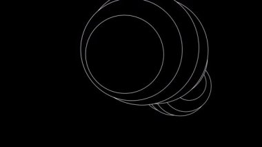 Siyah ve beyaz daireler dansı ile soyut arkaplan animasyonu.