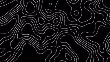 Topografik Harita Dokusu. Soyut animasyon ana hatlı topografik harita. 4K hareket eden dalga animasyonu. Arkaplan, sunum, arkaplan, tasarım, coğrafya, bilim, teknoloji, haritacılık, belgesel.