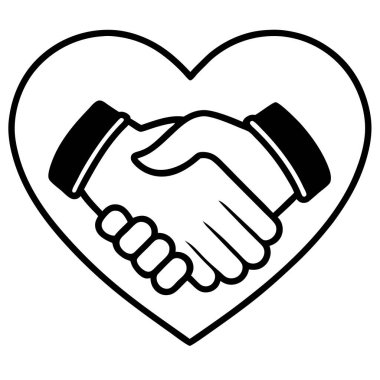 Şeffaf Arkaplan Tasarımı İçin Güneş ve Dağlı Kalp Şekli El sıkışma Logosu