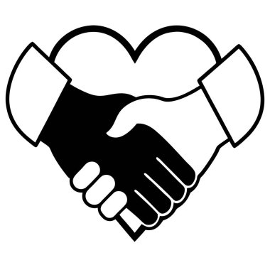 Şeffaf Arkaplan Tasarımı İçin Güneş ve Dağlı Kalp Şekli El sıkışma Logosu