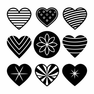 Canlı ve Yaratıcı Tasarım Projeleri için Biçimlendirilmiş Kırmızı ve Siyah Kalp Desenli Vektör Sanatı