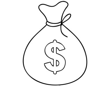 Çarpıcı bir siyah-beyaz çizgili sanat çizgisi klasik bir para çantası sunar. Üzerinde belirgin bir dolar sembolü vardır. Bu vektör çizimi finans, zenginlik ve başarıyı temsil ediyor. Para, para birimi, yatırım ve profi temalarının taşınması için ideal