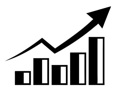 Yukarı doğru bakan bir oku olan basit, siyah beyaz bir grafik iş ve finansal büyümeyi temsil ediyor. Bu vektör illüstrasyonu, olumlu eğilimleri, ilerlemeyi ve raporlar, sunumlar ve pazarlamada başarıyı görselleştirmek için idealdir.