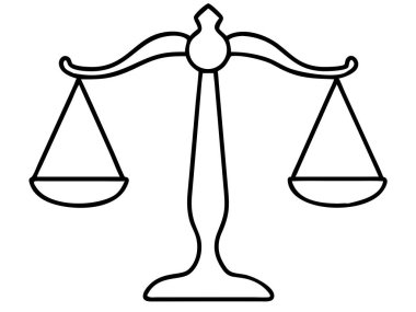 Basit ama etkili bir siyah-beyaz vektör çizimi, hukuk ve adaleti sembolize eden klasik bir denge ölçeği tasvir eder. Mahkeme işlemleri, yargı ve adalet için mükemmel olan bu yasal simge, iş ve tasarım uygulaması için idealdir.