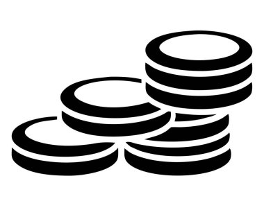 Siyah ve beyaz grafikli bir resimde, finans, zenginlik ve tasarruf kavramlarını sembolize eden bir yığın bozuk para tasvir edilir. Bu vektör imajı bankacılık ve iş sektörlerinde para, yatırım ve karı temsil etmektedir. Finansal görselleştirmek için ideal