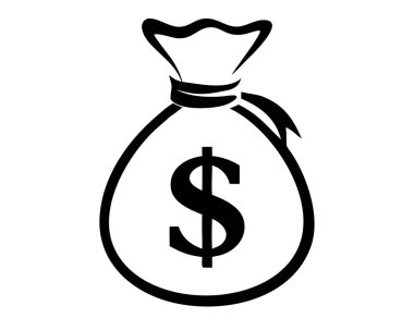 Basit, zarif siyah-beyaz bir illüstrasyon bir dolar işareti gösteren para çantasını resmediyor. Bu grafik, finans, zenginlik ve karı simgeliyor. İş, bankacılık ve yatırım kavramları için mükemmel. Birikimleri temsil ediyor.