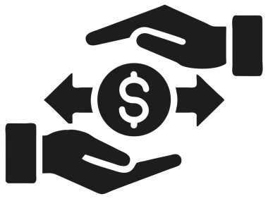 Oklarla sembolize edilen para değiş tokuşu dinamik bir mali işlemin göstergesidir. Bu vektör illüstrasyon iş finansmanı, yatırım ve bankacılık kavramlarını iletir. Döviz, ticaret, ödeme veya gelir tablosu için ideal
