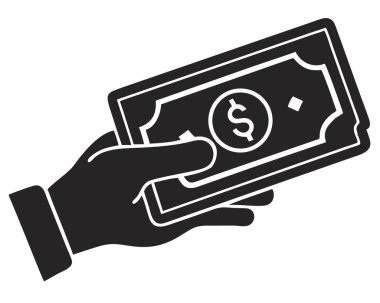 Saf siyah-beyaz bir resimde ABD Doları simgesini tutan bir el tasvir ediliyor, finans ve ödemeyi mükemmel bir şekilde sembolize ediyor. Bu çok yönlü grafik para, nakit işlemleri, bankacılık veya ekonomi için idealdir. Bu vektör tasarımını kullan