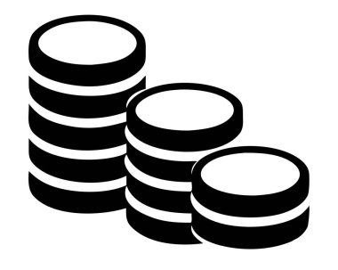 Tek renkli siyah ve beyaz madeni paralar maddi büyüme ve ekonomik kavramları temsil ediyor. Bu vektör çizimi para, yatırım ve zenginliği sembolize eder. Mali raporlarda, iş sunumlarında ve bankacılık materyallerinde kullanım için ideal