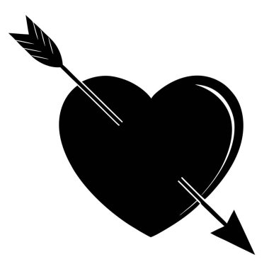 Karikatür kalbi okla delinmiş.