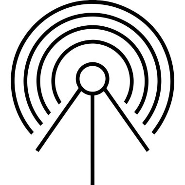 Basit Siyah ve Beyaz Radyo Kulesi Simgesi