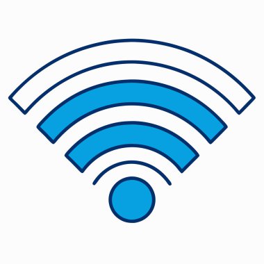 Mavi ve Beyaz olarak Basit Wifi Sinyal Simgesi