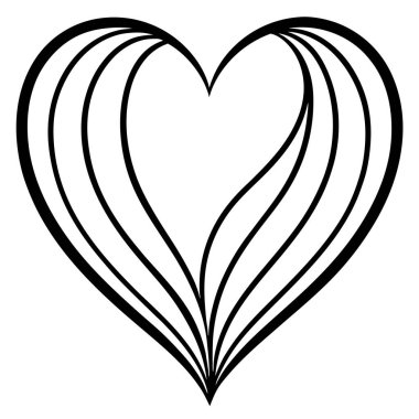 Karmaşık Çizgili Tasarımı Olan Soyut Siyah ve Beyaz Kalp