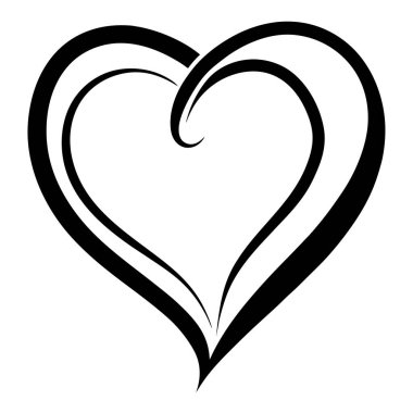 Karmaşık Çizgili Tasarımı Olan Soyut Siyah ve Beyaz Kalp