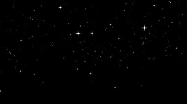 Parlayan beyaz yıldızlar geniş siyah bir arkaplanda parıldıyor ve parıldıyor. Büyüleyici bir kozmik sahne yaratıyor. Yıldızlarla dolu açık bir gece gökyüzünü anımsatıyor.