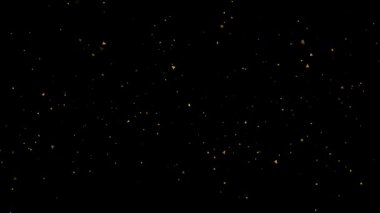 Parıldayan altın parçacıkları ve geometrik şekiller parlak siyah bir arkaplan boyunca incelikle sürüklenir, her türlü projeye zarafet eklemek için sofistike ve lüks bir görsel efekt yaratır.