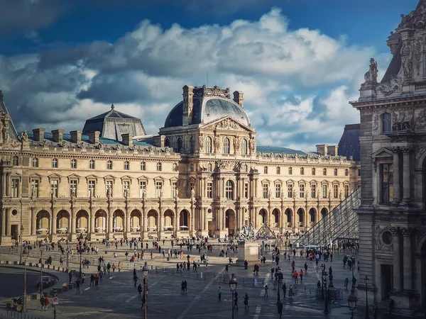Museo Del Louvre Parigi Francia Famoso Palazzo Esterno Vista Sito — Foto Stock