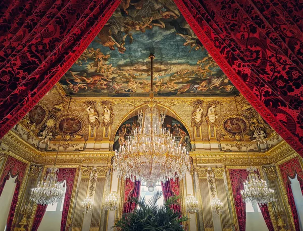 Прекрасно Прикрашені Квартири Наполеона Палаці Лувр Королівські Сімейні Кімнати Кардинальними — стокове фото