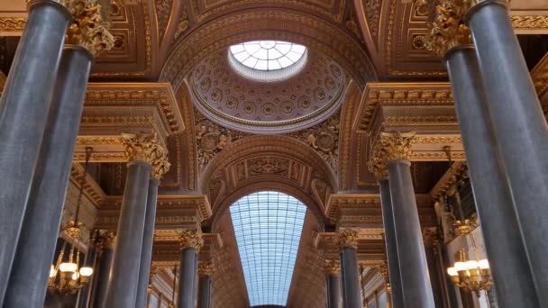 Beautiful Architectural Details Gallery Great Battles Palace Versailles France Largest — Stockvideo