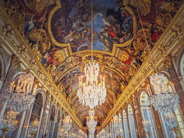 Sala Luster Galerie Des Glaces Pałacu Wersalu Francja Rezydencja Króla — Zdjęcie stockowe