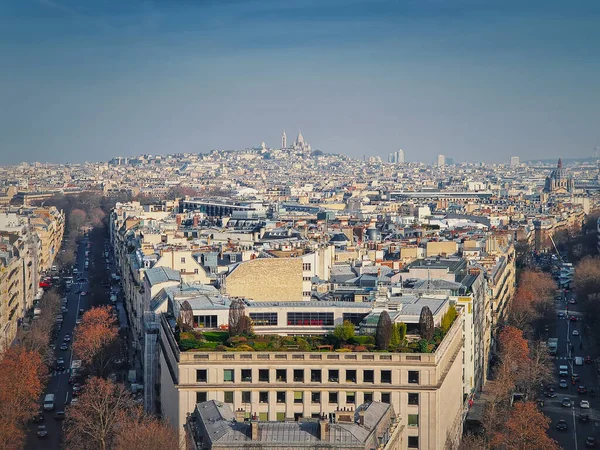 Paisaje Urbano Aéreo París Con Vistas Basílica Sacre Coeur Del — Foto de Stock