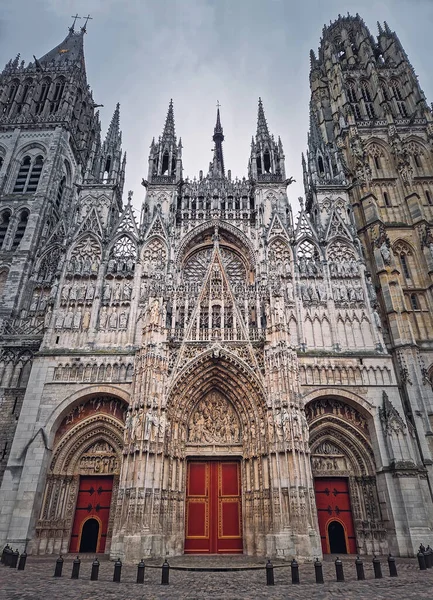 Outdoor Facade View Notre Dame Rouen Cathedral Normandy France Architectural — Stockfoto