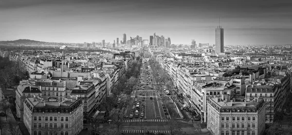 Paisaje Urbano París Blanco Negro Con Vistas Distrito Metropolitano Defense — Foto de Stock