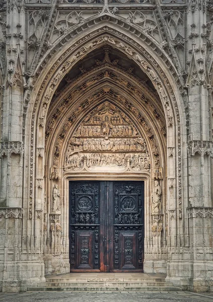 Vstupní Dveře Kostela Saint Maclou Rouen Normandii Francie Flamboyant Gotický — Stock fotografie