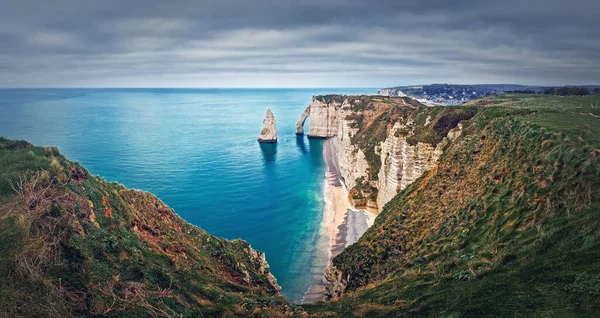Falaise Aval Kireçtaşı Kayalıkları Manche Kanal Sularıyla Yıkandı Fransa Nın — Stok fotoğraf