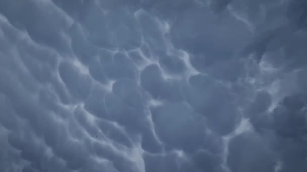 Formaciones Nubes Mammatus Fondo Abstracto Maravilloso Paisaje Nublado Tormenta Textura — Vídeos de Stock