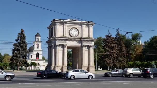 Triumphal Arch Metropolitan Cathedral Nativity Lord Architectural Centerpiece Chisinau City — Stock Video