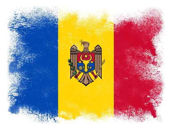Repubblica Moldova Paese Bandiera Composta Polvere Esplosiva Vernice Isolata Sfondo Immagine Stock
