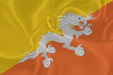 Bhutan Bayrak Rüzgarı Yakından Dalgalanır