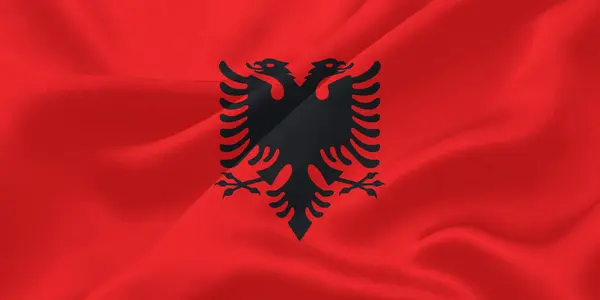 Arnavutluk Bayrak Rüzgarı Yakından Dalgalanıyor