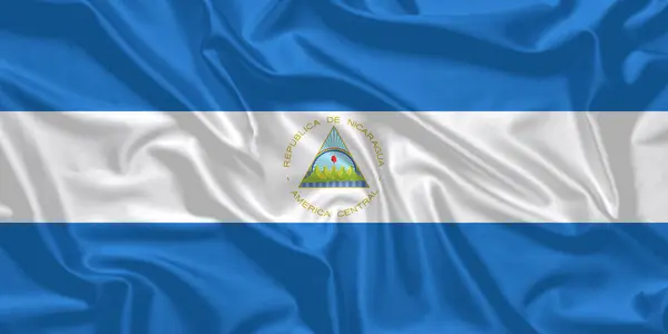 Nikaragua Bayrak Rüzgarı Yakından Dalgalanır