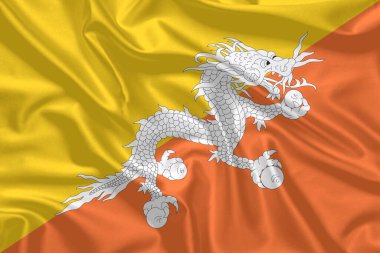 Bhutan Bayrak Rüzgarı Yakından Dalgalanır