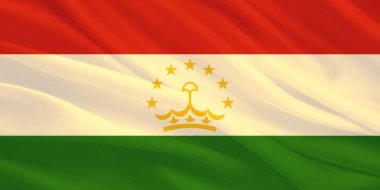 Tacikistan Bayrağı Rüzgarda Dalgalanıyor