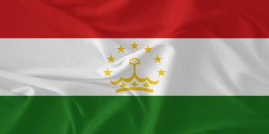 Tacikistan Bayrağı Rüzgarda Dalgalanıyor